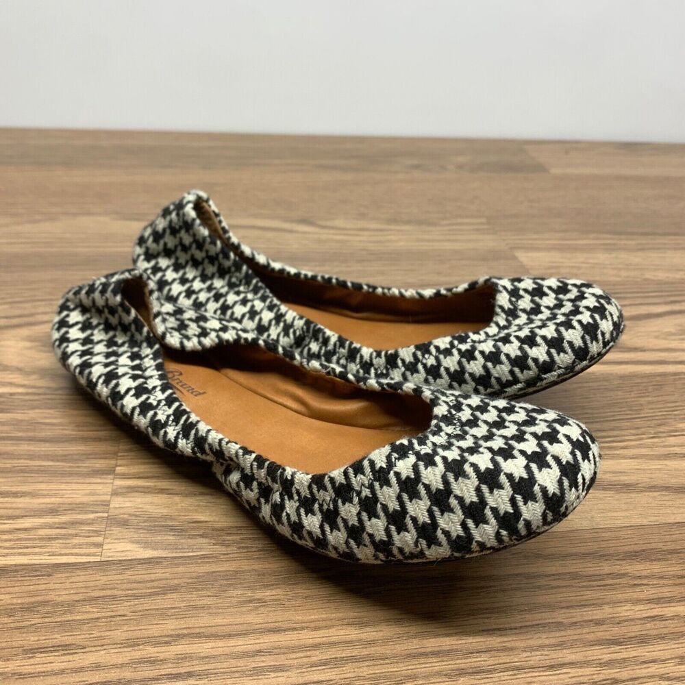 Lucky Brand Erin Ballet Flats Womens‎ 8 / 38 Black Houndstooth Slip On